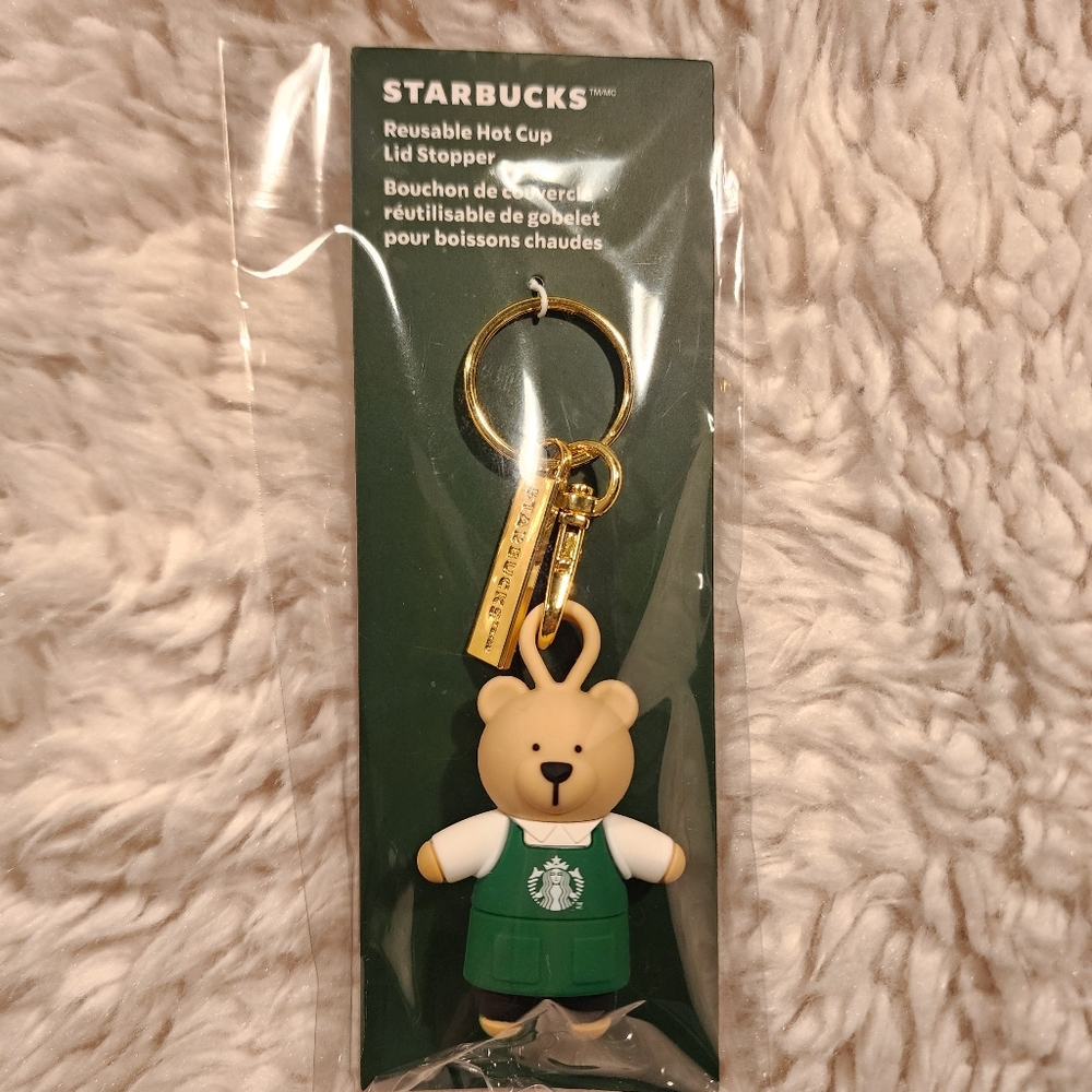 NWT - 2025 Starbucks Christmas Bearista Bear Reusable Hot Cup Lid Stopper